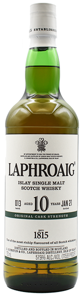 Laphroaig 10 Year Old Original Cask Strength Batch 15 2021 Islay Single  Malt Scotch Whisky 750ml